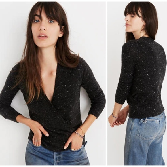 madewell wrap front pullover sweater
